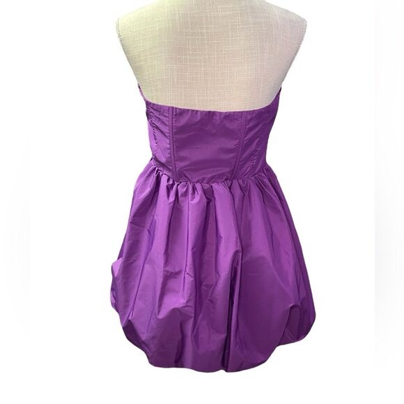 NWT Zara Voluminous Mini Dress Bubble Skirt Purple Women's L Royalcore Prom HOCO - Picture 5 of 10
